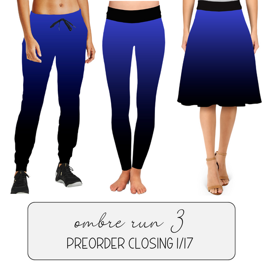 BLUE BLACK OMBRE - SKIRT/LEGGING/JOGGER/LOUNGER - OMBRE RUN 3 PREORDER CLOSING 1/17