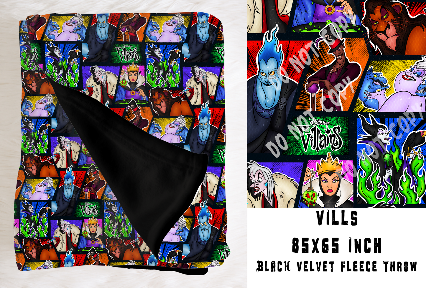 VILLAN - SOFT BLACK FLEECE THROW BLANKETS- PREORDER CLOSING 8/11