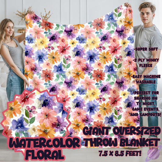 WATERCOLOR FLORAL-OVERSIZED THROW 14-PREORDER CLOSING 10/8
