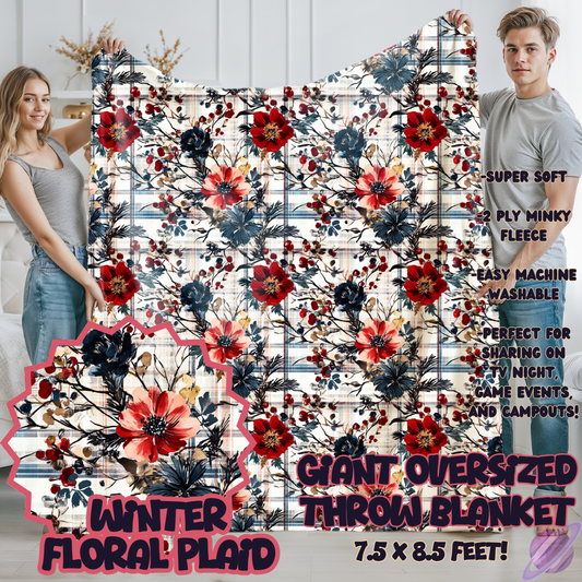 WINTER FLORAL PLAID-OVERSIZED THROW 14-PREORDER CLOSING 10/8