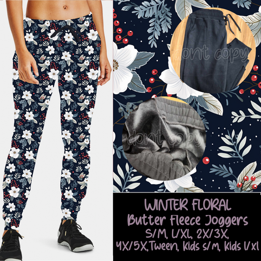 WINTER FLORAL - BUTTER FLEECE LINED UNISEX JOGGERS - PREORDER CLOSING 10/13 ETA DEC