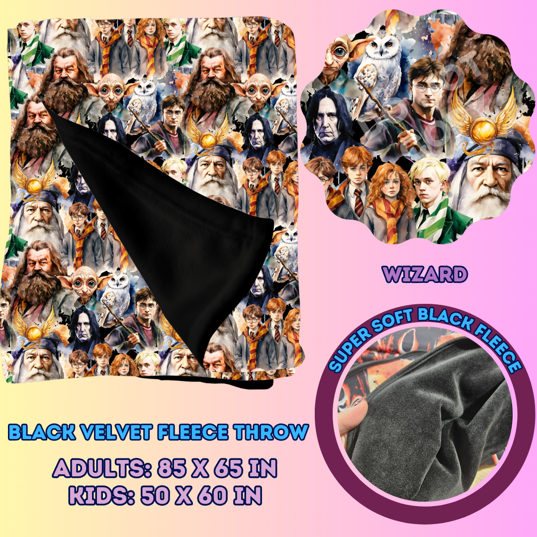 WIZARD - SOFT BLACK FLEECE THROWS 7 - PREORDER CLOSING 1/13