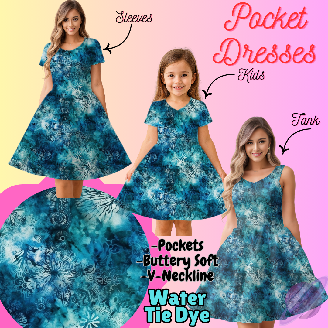WATER TIE DYE-POCKET DRESS PREORDER-CLOSING 3/16