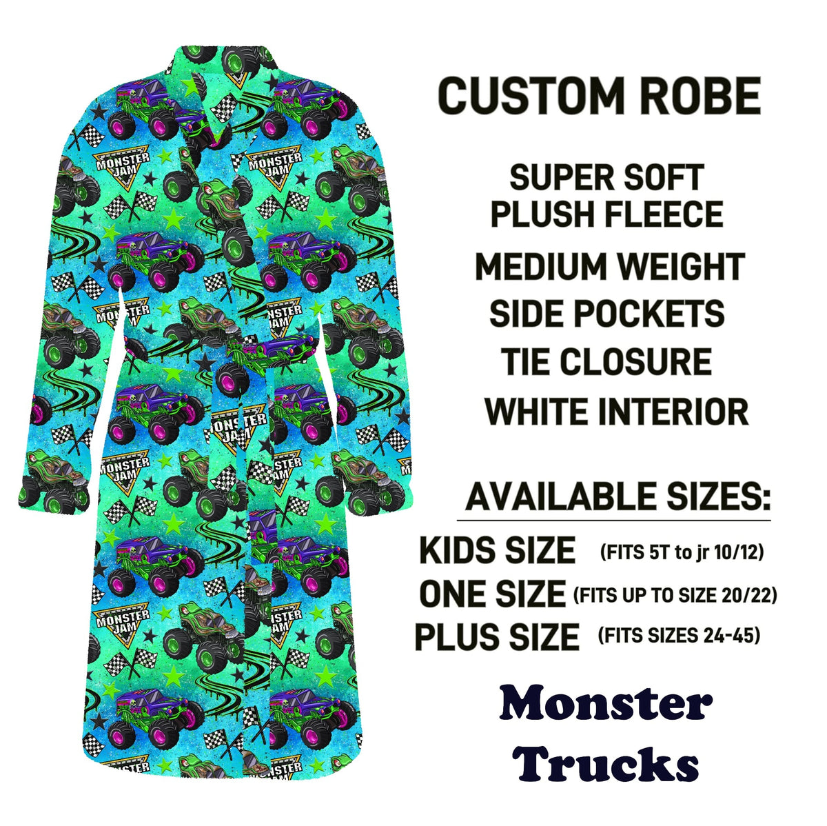 CU4R - Monster Trucks Robe - Preorder Due 10/14 ETA: Mid-Dec