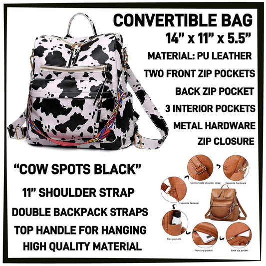 CV1B - Cow Spots Black Convertible Bag - Preorder ETA: Mid-Dec
