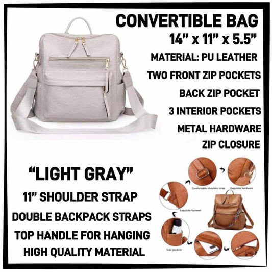 CV1B - Light Gray Convertible Bag - Preorder ETA: Mid-Dec