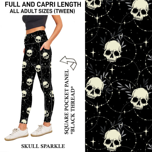 S3PJ - Skull Sparkle Capris/Leggings with Square Pocket Panel - Preorder Due 10/28 ETA: Late Dec