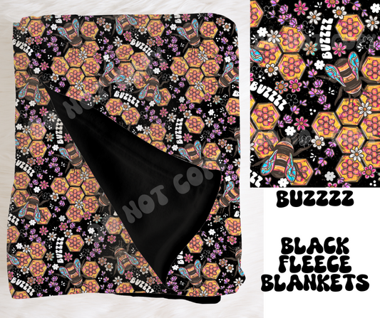 BUZZZZ- SOFT BLACK FLEECE THROW BLANKETS RUN 3- PREORDER CLOSING 2/16