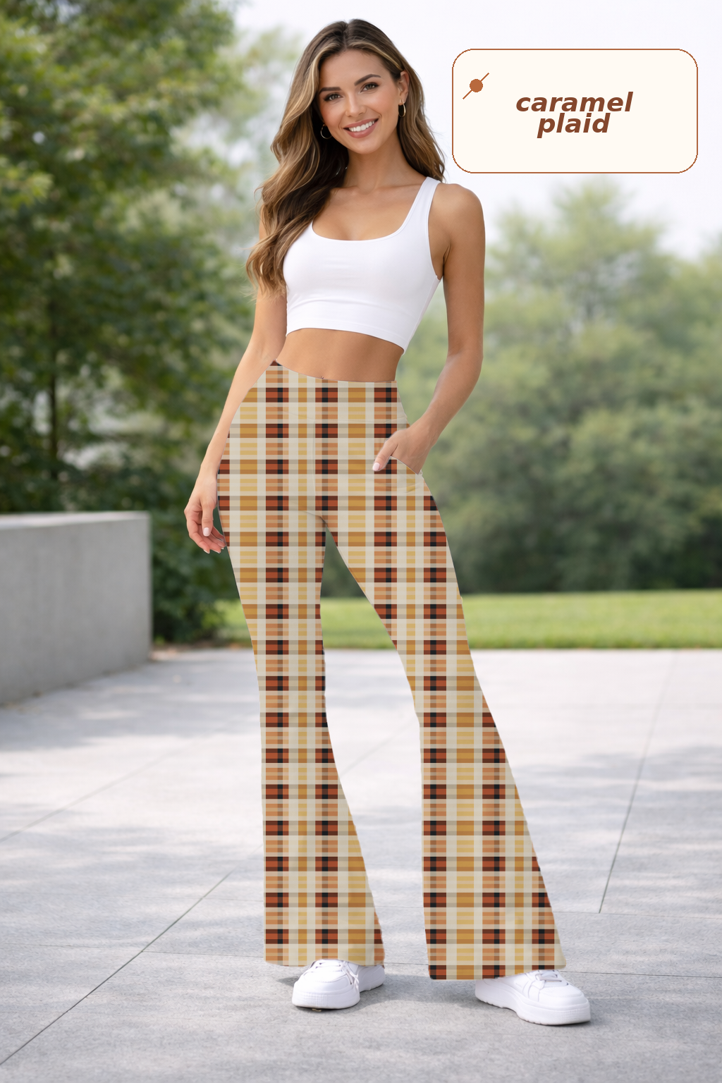 CARAMEL PLAID-YOGA FLARE PREORDER- CLOSING 9/14