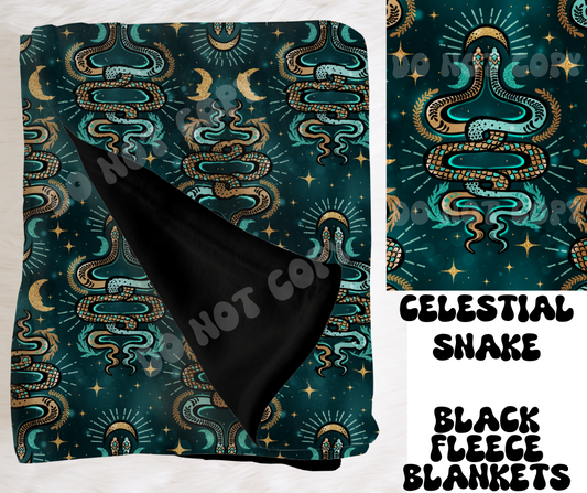 CELESTIAL SNAKE- SOFT BLACK FLEECE THROW BLANKETS RUN 3- PREORDER CLOSING 2/16