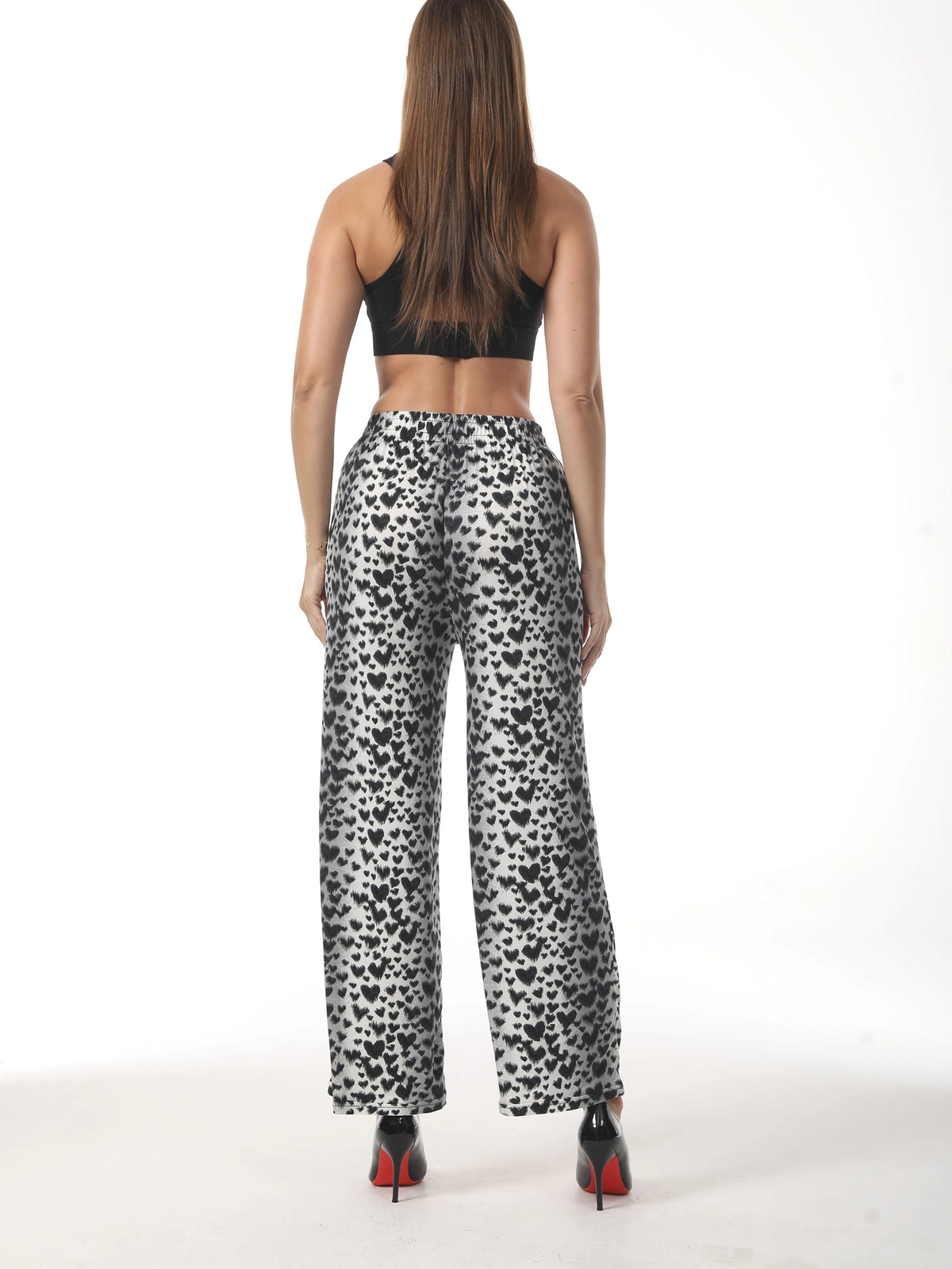 Leopard Print Wide Leg Pants – High-Waisted Stretch