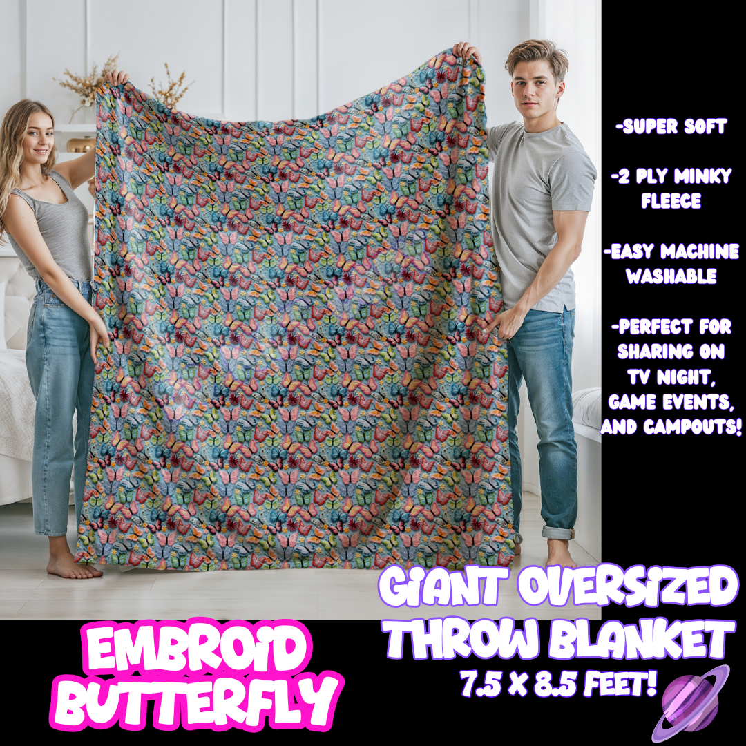 EMBROID BUTTERFLY- GIANT SHAREABLE THROW BLANKETS ROUND 10-PREORDER CLOSING 12/2