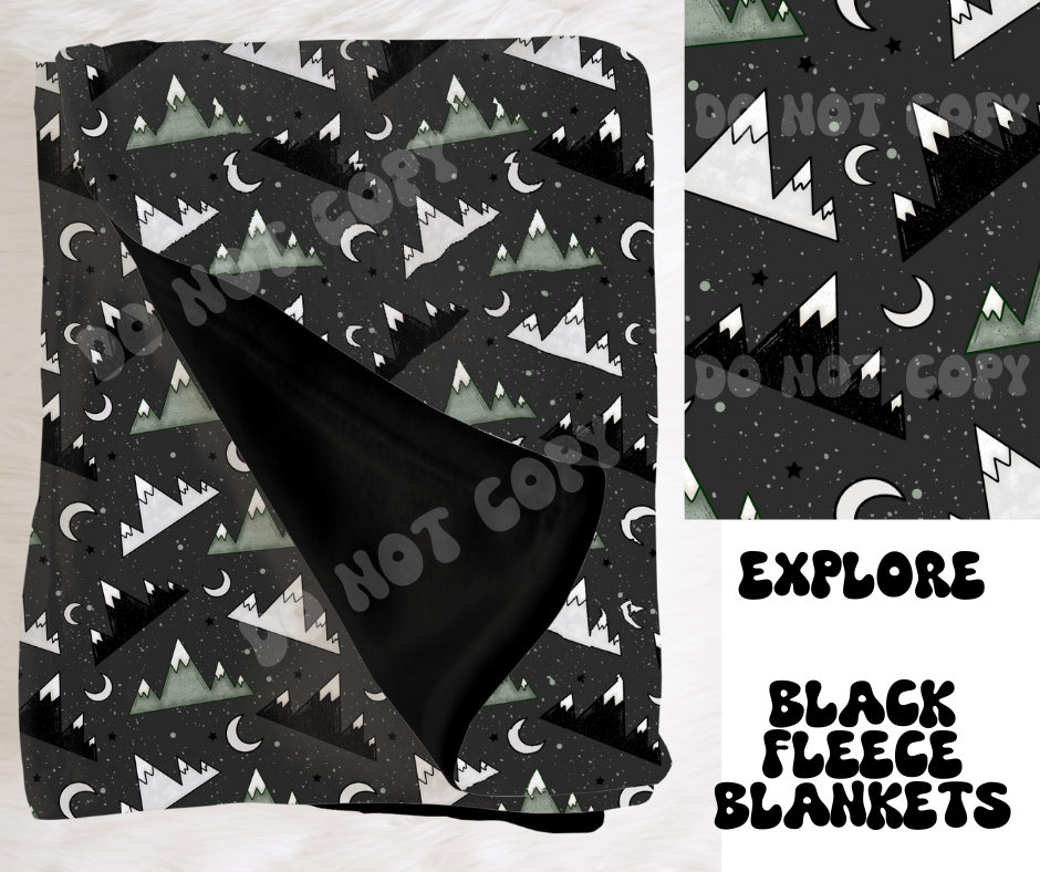 EXPLORE- SOFT BLACK FLEECE THROW BLANKETS RUN 3- PREORDER CLOSING 2/16