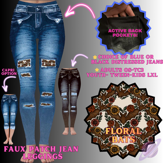 FLORAL BATS-FAUX JEAN LEGGING-PREORDER CLOSING 12/2