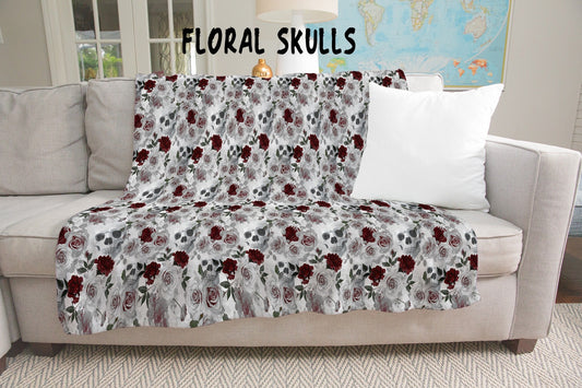 FLORAL SKULLS- GIANT SHAREABLE THROW BLANKETS PREORDER CLOSING 1/12