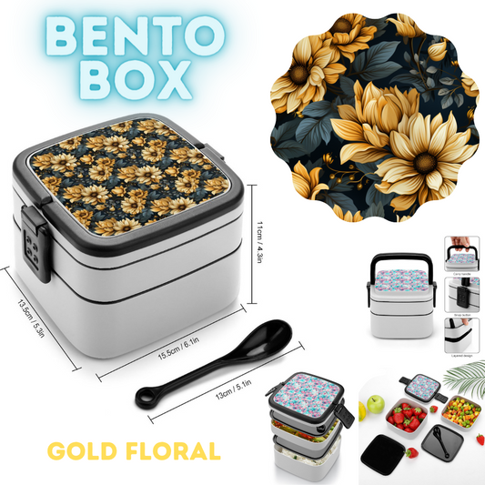 GOLD FLORAL-BENTO LUNCH BOX-PREORDER CLOSING 11/20 ETA JAN