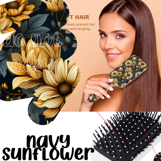 NAVY SUNFLOWER - CUSTOM HAIR BRUSHES - PREORDER CLOSING 11/8 ETA EARLY DEC