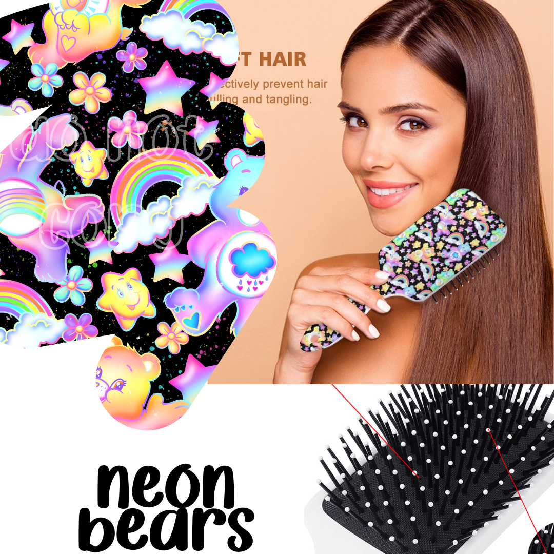 NEON BEARS - CUSTOM HAIR BRUSHES - PREORDER CLOSING 11/8 ETA EARLY DEC