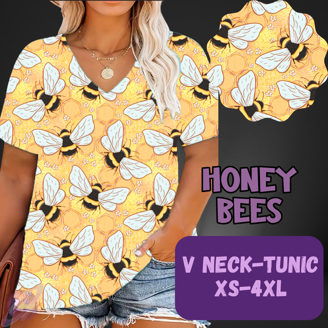 HONEY BEES - V-NECK TUNIC - PATTERN PANEL & TOPS PREORDER CLOSING 5/23