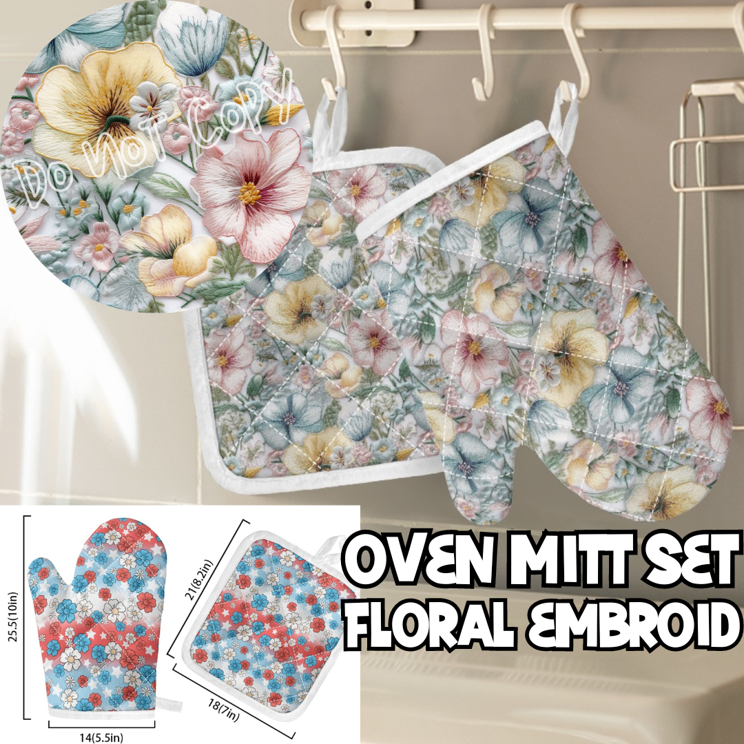 FLORAL EMBROID - OVEN MITTS PREORDER CLOSING 10/29 ETA END DEC/EARLY JAN