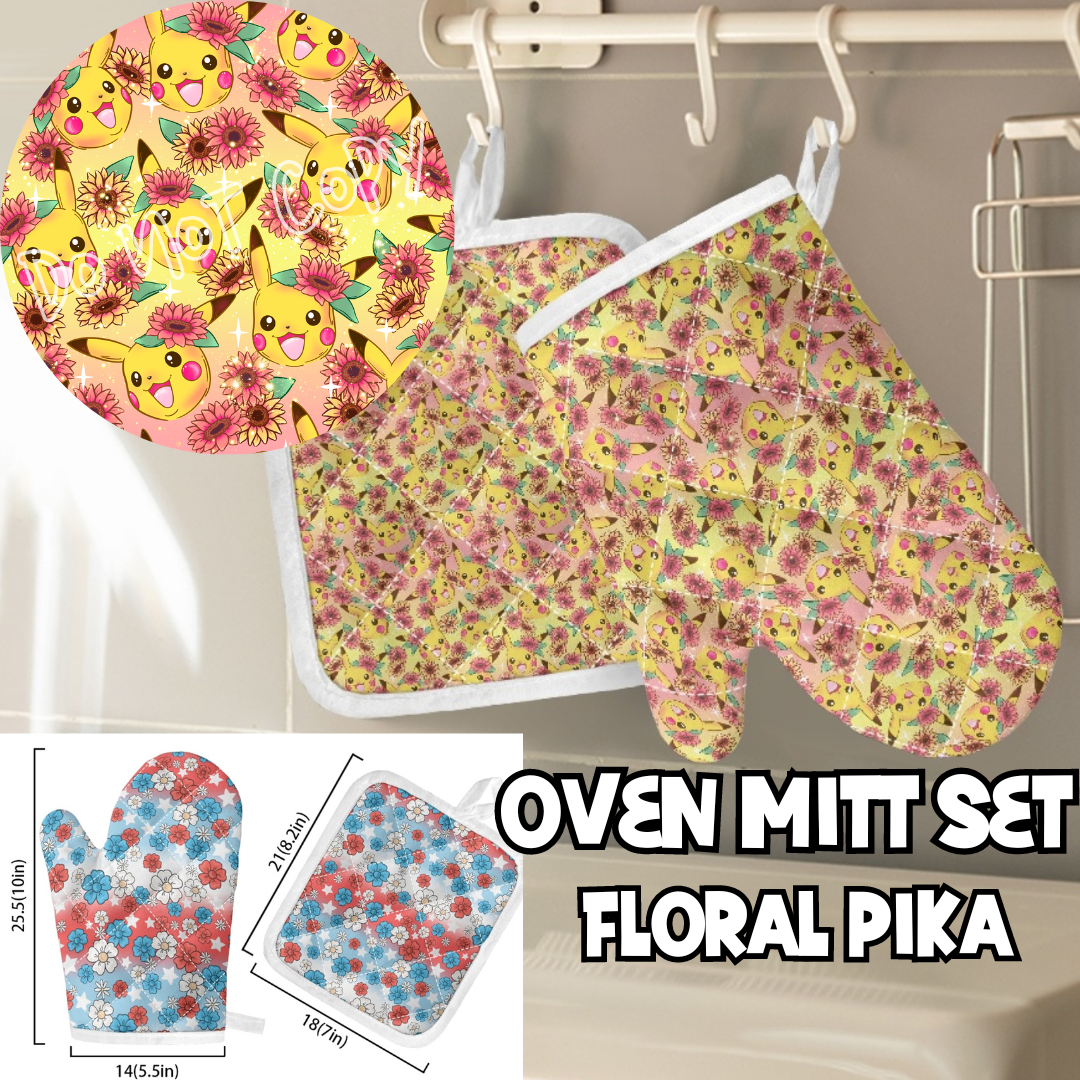 FLORAL PIKA - OVEN MITTS PREORDER CLOSING 10/29 ETA END DEC/EARLY JAN