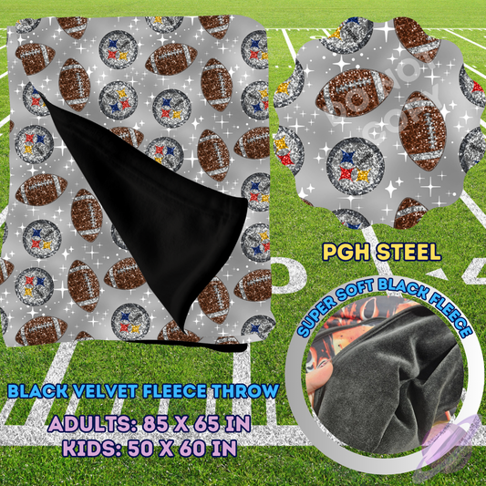 PGH STEEL FB-SEQUIN THROW BLANKET RUN-SOFT CLOSE 8/9-HARD CLOSE 8/11