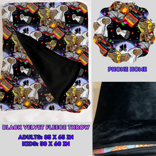 PHONE HOME - SOFT BLACK FLEECE THROW BLANKETS 2- PREORDER CLOSING 11/22