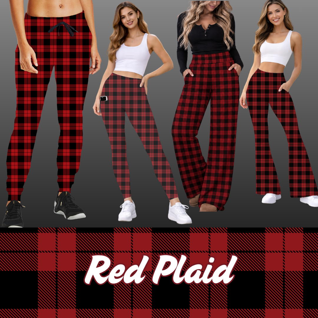 RED PLAID-HOLIDAY RUN-BOTTOMS-PREORDER DUE 9/18