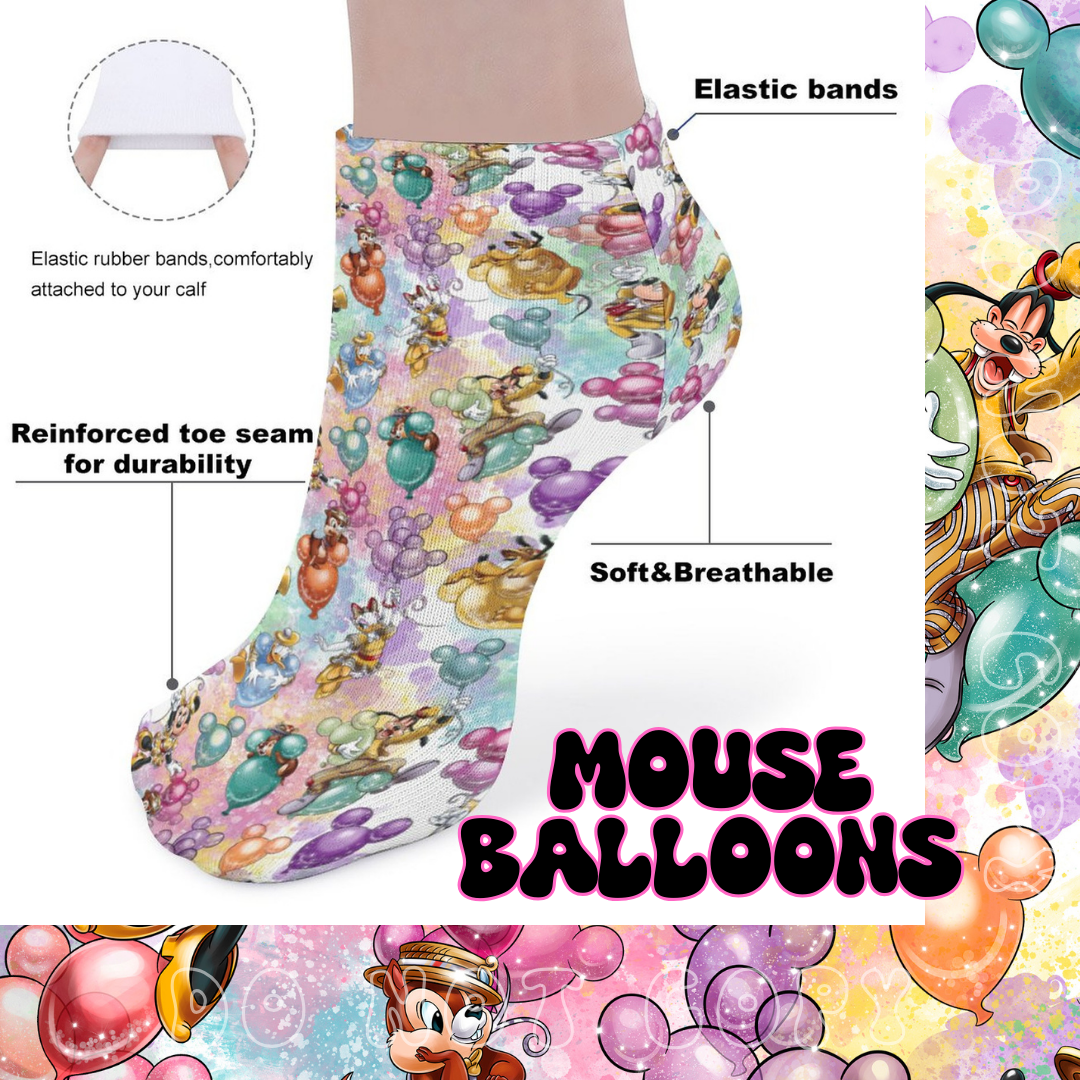 MOUSE BALLOON - CUSTOM PRINTED SOCKS PREORDER CLOSING 11/1 ETA END DEC/EARLY JAN