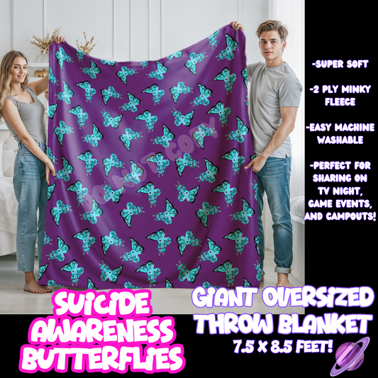 SUICIDE AWARENESS BUTTERFLIES- GIANT SHAREABLE THROW BLANKETS ROUND 10-PREORDER CLOSING 12/2