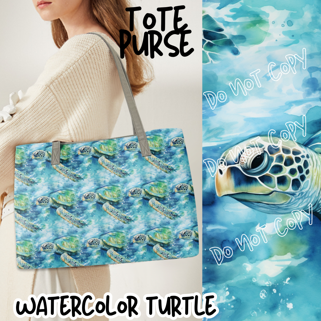 BAG RUN 2 - WATERCOLOR TURTLE - TOTE PURSE