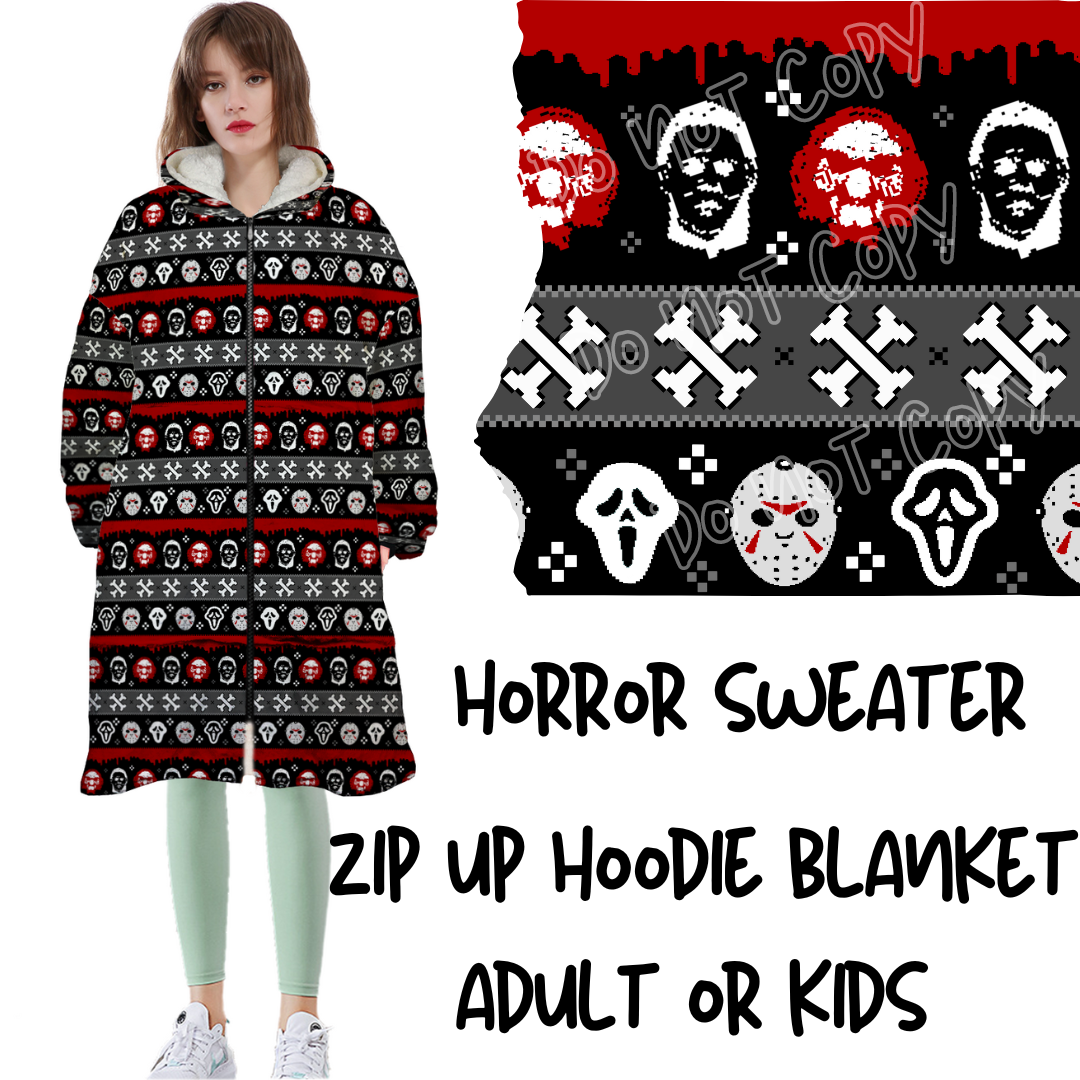 HORROR SWEATER - ZIP UP HOODIE BLANKET 2 PREORDER CLOSING 9/13 ETA MID-END NOVEMBER