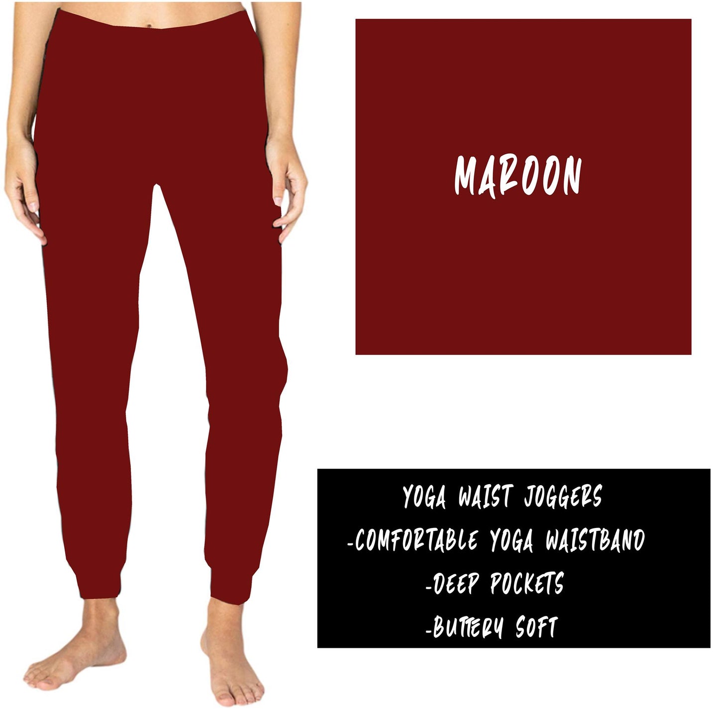 SOLID MAROON YOGA WAIST JOGGERS (ADULTS/KIDS)