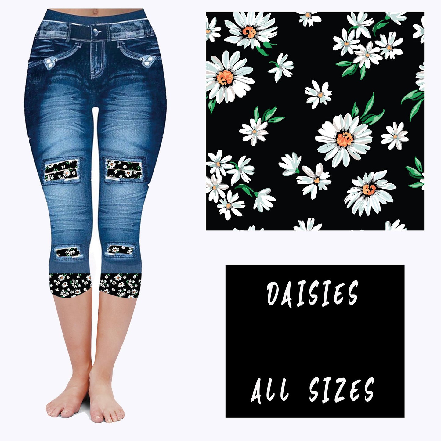 LEGGING JEAN RUN-DAISIES (ACTIVE BACK POCKETS)