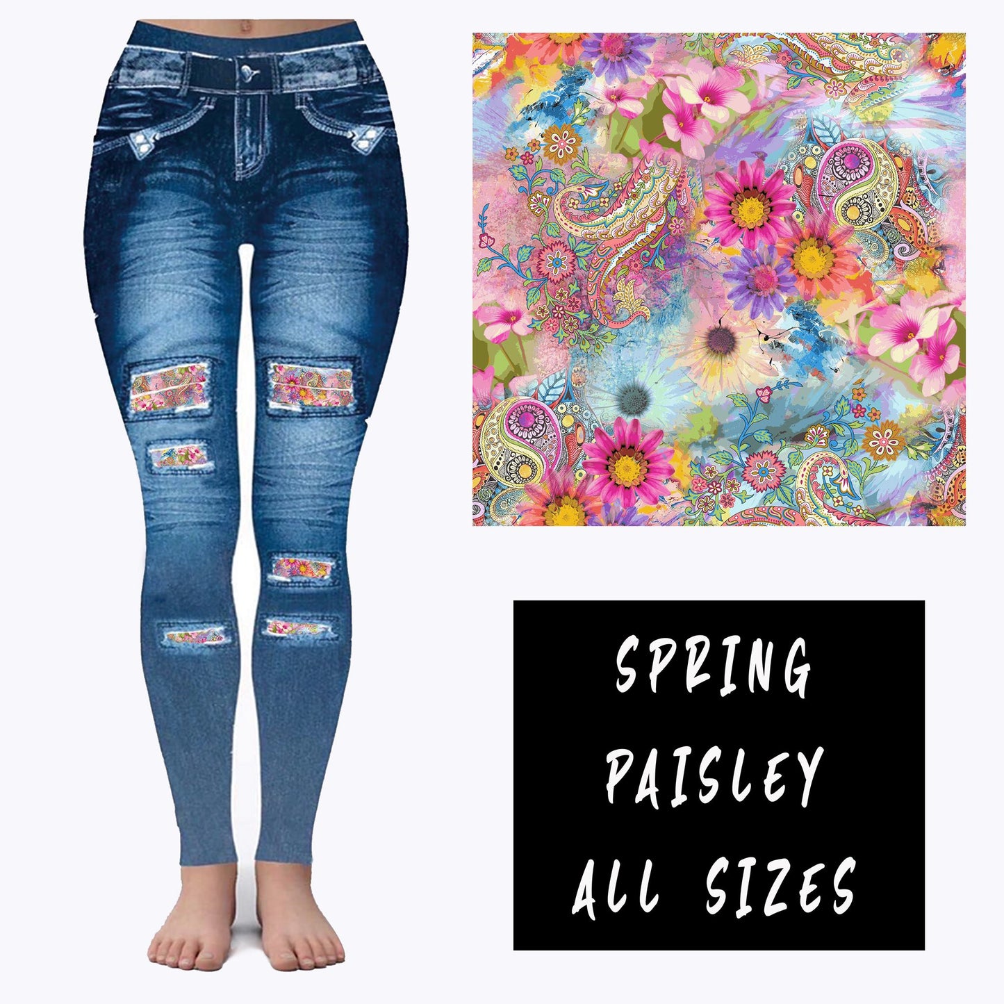 LEGGING JEAN RUN-SPRING PAISLEY (ACTIVE BACK POCKETS)