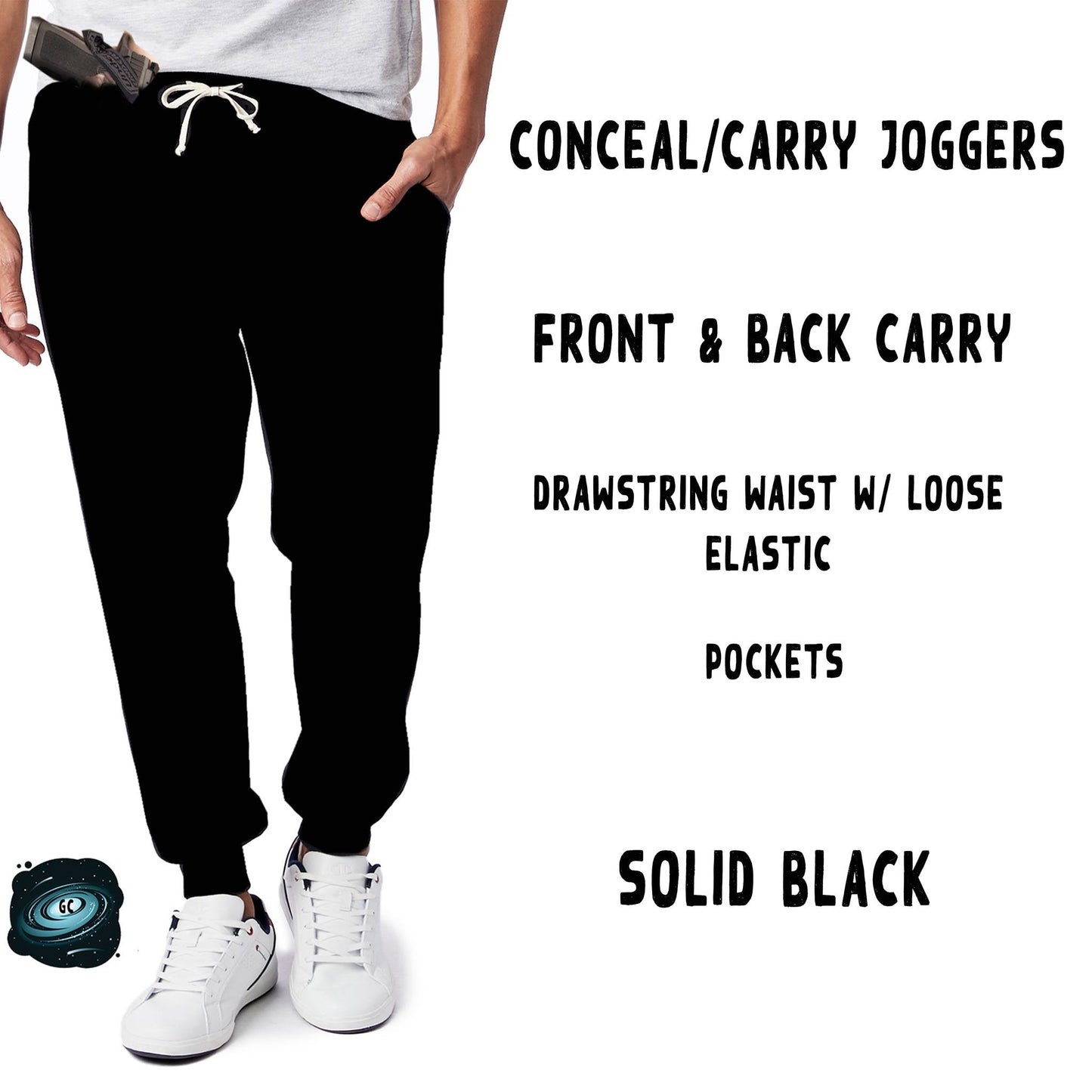 CONCEAL CARRY RUN- BLACK LEGGINGS/CAPRI/JOGGERS