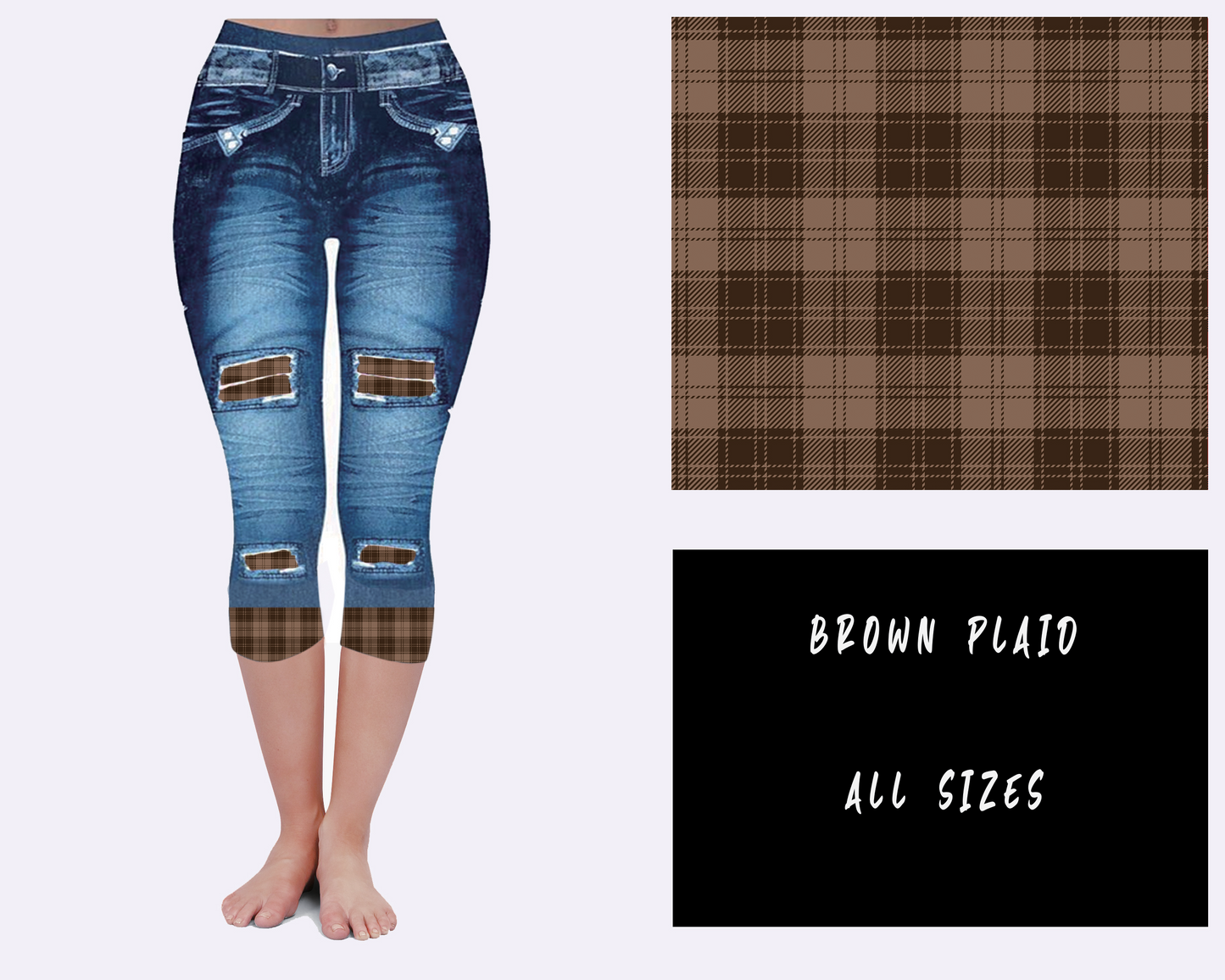 LEGGING JEAN RUN-BROWN PLAID (ACTIVE BACK POCKETS)