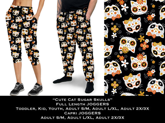 Cute Cat Sugar Skulls - Full & Capri Joggers